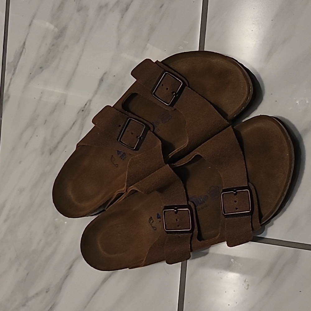 Birkenstock Arizona Brown Leather Slides Sandals Size 44 (11 Mens) Like New!!! - Picture 3 of 8